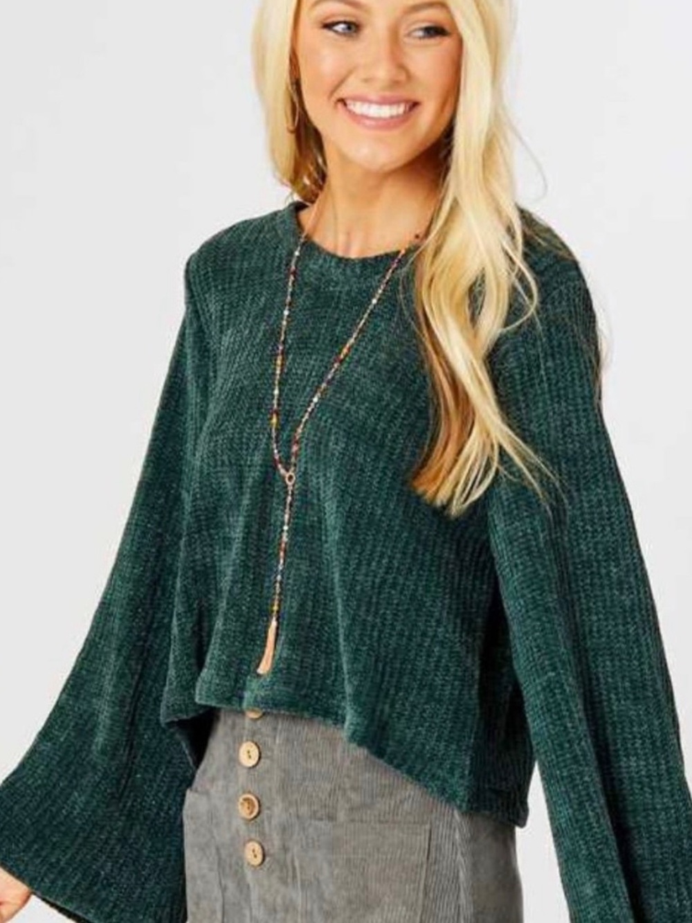 Altar'd State Green Chenille Crewneck Sweater | Women’s Small